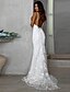 preiswerte Maxi-Kleider-Damen Asymmetrisch Weiß Kleid Hülle Blumen Gurt mit Schnürung Schlank / Spitze
