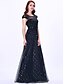 cheap Maxi Dresses-A-Line Sparkle Party Wear Prom Dress Illusion Neck Sleeveless Floor Length Lace Tulle with Beading Sequin 2021