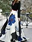 abordables Robe élégante-Femme Robe Évasée Manches Longues Fleurie Elégant Noir S M L XL XXL 3XL