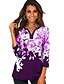 cheap T-Shirts-Women&#039;s Plus Size Floral Print T-shirt Basic Daily V Neck Wine / Black / Blue / Purple