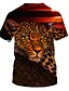 billige Tank Tops-Herre Daglig T-shirt Grafisk Leopard 3D Dyr Kortærmet Trykt mønster Toppe Årgang Klippe Rund hals Regnbue / Sommer