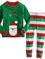cheap Boys&#039; Clothing Sets-Kids Boys&#039; Clothing Set Long Sleeve Green Striped Christmas Basic