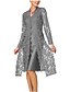 cheap Elegant Dresses-Women&#039;s Lace Knee Length Dress Blue Gray Black Red Long Sleeve Solid Colored Lace Clothing Fall Spring V Neck Hot For Mother / Mom Going out 2021 S M L XL XXL 3XL 4XL 5XL / Plus Size / Satin