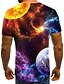 cheap Tank Tops-Men&#039;s Holiday T shirt Shirt Galaxy Graphic Color Block 3D Short Sleeve Print Tops Streetwear Punk &amp; Gothic Round Neck Rainbow / Club