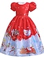 cheap Girls&#039; Dresses-Kids Little Dress Girls&#039; Cartoon Snowflake Santa Claus Snowman Christmas Gifts Print Red Maxi Short Sleeve Cute Dresses Christmas Slim
