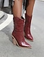 cheap Boots-Women&#039;s Boots Cowboy Western Boots Chunky Heel Pointed Toe Mid Calf Boots Vintage Party &amp; Evening PU Solid Colored Yellow Burgundy White / Booties / Ankle Boots / Booties / Ankle Boots