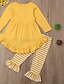 cheap Girls&#039; Clothing Sets-Kids Girls&#039; Clothing Set Long Sleeve Yellow Striped Easter Basic