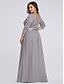 billige Dresses-A-linje Kjole til brudens mor Plusstørrelse Høj halset Gulvlang Chiffon Blondelukning 3/4-ærmer med Blonde 2024