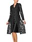 cheap Elegant Dresses-Women&#039;s Lace Knee Length Dress Blue Gray Black Red Long Sleeve Solid Colored Lace Clothing Fall Spring V Neck Hot For Mother / Mom Going out 2021 S M L XL XXL 3XL 4XL 5XL / Plus Size / Satin