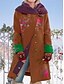 cheap Coats &amp; Trench Coats-Women&#039;s Plants Basic Winter Coat Long Daily Long Sleeve Polyester Coat Tops Wine