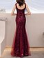 cheap Maxi Dresses-Mermaid / Trumpet Sparkle Party Wear Prom Valentine&#039;s Day Dress Spaghetti Strap Sleeveless Floor Length Polyester with Sequin Split Front 2021