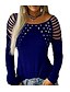 abordables T-shirts-Mujer Camiseta Color sólido Sexy Diario Talla Grande Camiseta Camisa Manga Larga Escote Redondo Negro Azul Piscina Morado XS