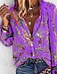 cheap Tops &amp; Blouses-Women&#039;s Plus Size Blouse Shirt Geometric Sexy Long Sleeve V Neck Tops Basic Top Blue Purple Red