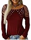 cheap T-Shirts-Women&#039;s T shirt Tee Solid Colored Sexy Daily Plus Size T shirt Tee Shirt Long Sleeve Round Neck Black Blue Purple XS