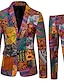 abordables Men&#039;s Christmas Outerwear-Homme costumes Standard Coton Pour des hommes Costume Orange Col châle