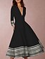cheap Elegant Dresses-Women&#039;s Swing Dress Midi Dress - 3/4 Length Sleeve Geometric Print Deep V Elegant Going out Black S M L XL XXL 3XL