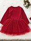 cheap Bottoms-Baby Girls&#039; Basic Dress Red Print Christmas Long Sleeve