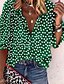 abordables Tops &amp; Blouses-Mujer Blusa Camisa Verde Trébol Amarillo Vino A Lunares Diario Manga Larga Cuello Camisero Básico M