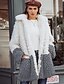 cheap Furs &amp; Leathers-Women&#039;s Faux Fur Coat Fall &amp; Winter Daily Regular Coat Regular Fit Jacket Long Sleeve Color Block Gray White