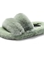 cheap Women&#039;s Slippers &amp; Flip-Flops-Women&#039;s Slippers &amp; Flip-Flops Home Solid Colored Flat Heel Open Toe Casual Rabbit Fur Loafer Green Khaki Beige
