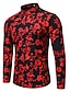 abordables Chemises pour hommes-Chemise Homme du quotidien Floral Graphique Manches Longues Polyester Standard Boutonné Sous Patte