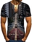 cheap Tank Tops-Men&#039;s T shirt Scenery Round Neck Plus Size Weekend Short Sleeve Pleated Print Tops Streetwear Black / Summer