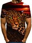 baratos Tank Tops-Homens Diário Camiseta Gráfico Leopardo 3D Animal Manga Curta Imprimir Blusas Vintage Rocha Decote Redondo Arco-íris / Verão