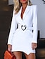 cheap Jackets-Women&#039;s Sheath Dress Short Mini Dress - Long Sleeve Solid Colored Shirt Collar Slim White Black Red S M L XL