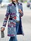 cheap Coats &amp; Trench Coats-Women&#039;s Coat Fall Winter Spring Daily WorkWear Date Long Coat Stand Collar Fast Dry Fashion Regular Fit Elegant &amp; Luxurious Jacket Long Sleeve Print Geometric Purple