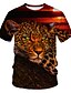 billige Tank Tops-Herre Daglig T skjorte Grafisk Leopard 3D Dyr Kortermet Trykt mønster Topper Årgang Stein Rund hals Regnbue / Sommer