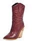 billige Boots-Dame Støvler Cowboy Western støvler Kraftige Hæle Spidstå Mid Calf Støvler Årgang Fest / aften PU Ensfarvet Gul Bourgogne Hvid / Ankelstøvler / Ankelstøvler