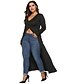 cheap Plus Size Tops-Women&#039;s Plus Size T shirt Dress Solid Colored Long Sleeve V Neck Tops Black