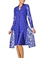 cheap Elegant Dresses-Women&#039;s Lace Knee Length Dress Blue Gray Black Red Long Sleeve Solid Colored Lace Clothing Fall Spring V Neck Hot For Mother / Mom Going out 2021 S M L XL XXL 3XL 4XL 5XL / Plus Size / Satin