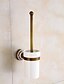 cheap Bath Fixtures-Toilet Brush Holder Set Creative Antique Brass and Ceramic Bathroom Toilet Brush Wall Mounted 1Set