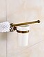 cheap Bath Fixtures-Toilet Brush Holder Set Creative Antique Brass and Ceramic Bathroom Toilet Brush Wall Mounted 1Set