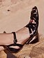 cheap Sandals-Women&#039;s Sandals Flat Sandals Daily Solid Colored Summer Flat Heel Round Toe PU Buckle Black Red Brown