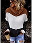 abordables Sweaters &amp; Cardigans-Femme Rayé Pullover Manches Longues Pull Cardigans Col Roulé Marron clair Vert Véronèse Marron