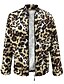cheap Jackets-Women&#039;s Jacket Fall Spring Casual Daily Short Coat Warm Regular Fit Basic Casual Jacket Long Sleeve Print Leopard Print Brown