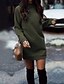 cheap Midi Dresses-Women&#039;s Shift Dress - Long Sleeve Solid Colored Casual Wine Black Red Army Green Light gray Navy Blue S M L XL