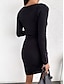 cheap Bodycon Dresses-Women&#039;s Sheath Dress Long Sleeve Solid Colored Basic Black Blushing Pink Khaki S M L XL