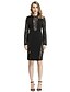 cheap Mini Dresses-Women&#039;s Black Dress Sheath Floral Solid Colored Lace Patchwork S M Slim