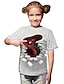 billige T-shirts &amp; Bluser til Piger-Børn Baby Pige T-shirt Fantastiske Dyr Kortærmet Trykt mønster Farveblok Geometrisk Trykt mønster Hvid Børn Toppe Aktiv Basale