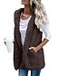 abordables Vestes Femme-Femme Printemps gilet Normal Couleur Pleine Quotidien Basique Blanche Chameau Gris Foncé S M L