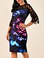 cheap Elegant Dresses-Women&#039;s Sheath Dress Knee Length Dress - 3/4 Length Sleeve Floral Print Lace Print Spring Fall Elegant Cocktail Party Black M L XL XXL XXXL