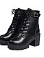 cheap Boots-Women&#039;s Boots Block Heel Boots Daily Solid Colored Booties Ankle Boots Winter Buckle Lace-up Block Heel Round Toe Casual PU Lace-up Black