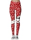 baratos Pants-Mulheres Natal Delgado Leggings Calças 3D impressão Estampado Vermelho S M L