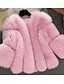 cheap Furs &amp; Leathers-Women&#039;s Fur Coat Fall Winter Going out Casual / Daily Short Coat Regular Fit Streetwear Jacket Long Sleeve Pleated Solid Colored Blushing Pink Gray White