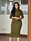 cheap Elegant Dresses-Women&#039;s Bodycon Dress - 3/4 Length Sleeve Solid Colored Basic Daily Wear Slim Green S M L XL XXL XXXL