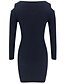 cheap Party Dresses-Women&#039;s Bodycon Long Sleeve Solid Colored Cut Out Glitter Deep V Casual / Daily Navy Blue Gray S M L XL