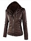cheap Furs &amp; Leathers-Women&#039;s Faux Leather Jacket Solid Colored Vintage Long Sleeve Coat Fall Spring Daily Regular Jacket Light Brown / Cotton